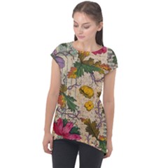 Flowers-b 003 Cap Sleeve High Low Top by nate14shop