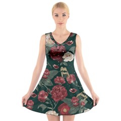 Magic Of Roses V-neck Sleeveless Dress by HWDesign