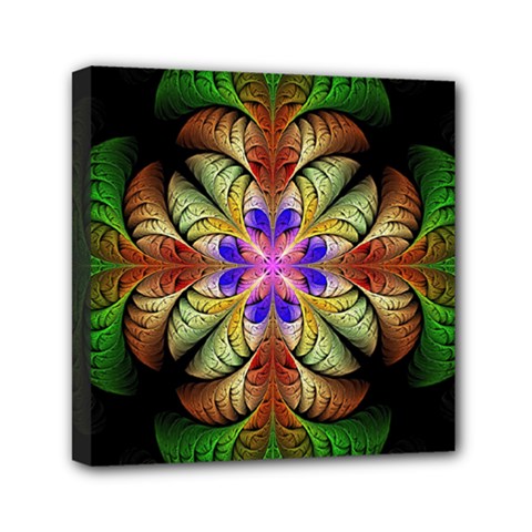 Fractal-abstract-flower-floral- -- Mini Canvas 6  X 6  (stretched)