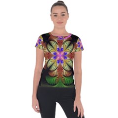 Fractal-abstract-flower-floral- -- Short Sleeve Sports Top 