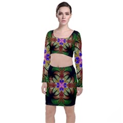 Fractal-abstract-flower-floral- -- Top And Skirt Sets