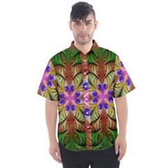 Fractal-abstract-flower-floral- -- Men s Short Sleeve Shirt
