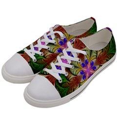 Fractal-abstract-flower-floral- -- Women s Low Top Canvas Sneakers