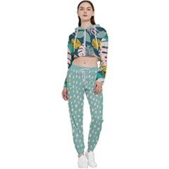 Tropical Polka Plants 8 Cropped Zip Up Lounge Set by flowerland