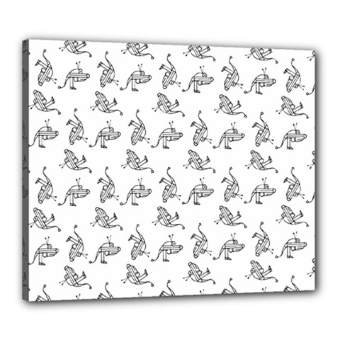 Robot Dog Drawing Motif Pattern Canvas 24  X 20  (stretched) by dflcprintsclothing