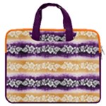 Orange Purple Hibiscus Floral Tie Dye Double Pocket 16  Laptop Bag
