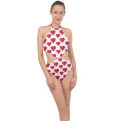 Heart-004 Halter Side Cut Swimsuit by nate14shop
