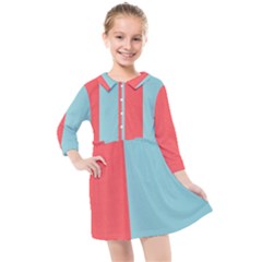 Red-two Calor Kids  Quarter Sleeve Shirt Dress by nate14shop