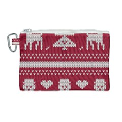 Christmas-seamless-knitted-pattern-background 001 Canvas Cosmetic Bag (large) by nate14shop
