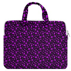 Small Bright Dayglo Purple Halloween Motifs Skulls, Spells & Cats On Spooky Black Macbook Pro 16  Double Pocket Laptop Bag  by PodArtist
