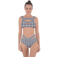 Small Soot Black And White Handpainted Houndstooth Check Watercolor Pattern Bandaged Up Bikini Set  by PodArtist