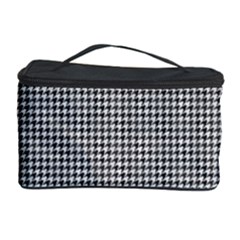 Soot Black And White Handpainted Houndstooth Check Watercolor Pattern Cosmetic Storage