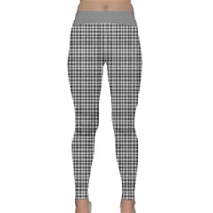 Soot Black And White Handpainted Houndstooth Check Watercolor Pattern Classic Yoga Leggings