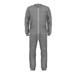 Soot Black And White Handpainted Houndstooth Check Watercolor Pattern Onepiece Jumpsuit (kids)