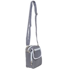 Soot Black And White Handpainted Houndstooth Check Watercolor Pattern Shoulder Strap Belt Bag