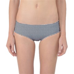 Soot Black And White Handpainted Houndstooth Check Watercolor Pattern Classic Bikini Bottoms