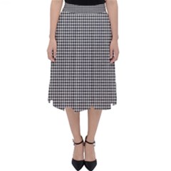 Soot Black And White Handpainted Houndstooth Check Watercolor Pattern Classic Midi Skirt
