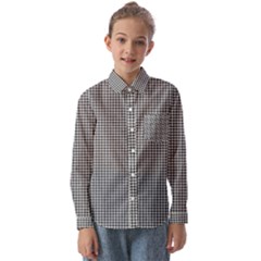 Soot Black And White Handpainted Houndstooth Check Watercolor Pattern Kids  Long Sleeve Shirt