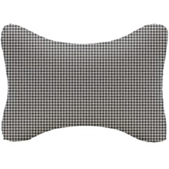 Soot Black And White Handpainted Houndstooth Check Watercolor Pattern Seat Head Rest Cushion by PodArtist