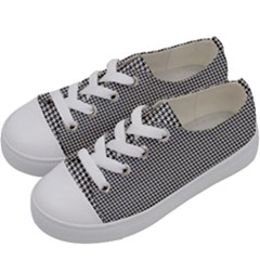 Soot Black And White Handpainted Houndstooth Check Watercolor Pattern Kids  Low Top Canvas Sneakers by PodArtist