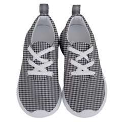 Soot Black And White Handpainted Houndstooth Check Watercolor Pattern Running Shoes by PodArtist