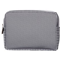 Soot Black And White Handpainted Houndstooth Check Watercolor Pattern Make Up Pouch (medium)