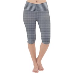Soot Black And White Handpainted Houndstooth Check Watercolor Pattern Lightweight Velour Cropped Yoga Leggings