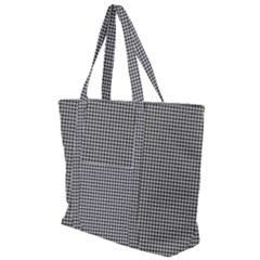 Soot Black And White Handpainted Houndstooth Check Watercolor Pattern Zip Up Canvas Bag
