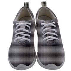 Soot Black And White Handpainted Houndstooth Check Watercolor Pattern Mens Athletic Shoes by PodArtist