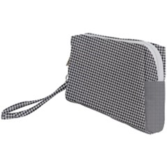 Soot Black And White Handpainted Houndstooth Check Watercolor Pattern Wristlet Pouch Bag (small)