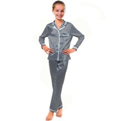 Soot Black And White Handpainted Houndstooth Check Watercolor Pattern Kid s Satin Long Sleeve Pajamas Set
