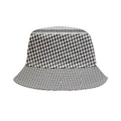 Soot Black And White Handpainted Houndstooth Check Watercolor Pattern Inside Out Bucket Hat by PodArtist