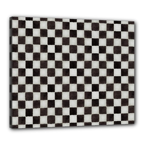 Large Black And White Watercolored Checkerboard Chess Canvas 24  X 20  (stretched)