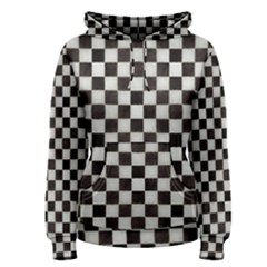 Large Black And White Watercolored Checkerboard Chess Women s Pullover Hoodie
