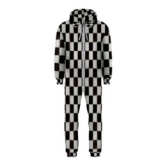 Large Black And White Watercolored Checkerboard Chess Hooded Jumpsuit (kids)