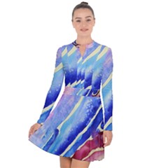 Painting-abstract-blue-pink-spots Long Sleeve Panel Dress by Jancukart