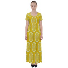 Lemon-fruits-slice-seamless-pattern High Waist Short Sleeve Maxi Dress by nate14shop