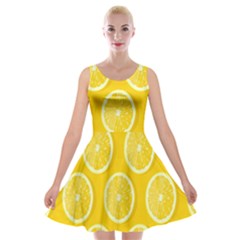 Lemon-fruits-slice-seamless-pattern Velvet Skater Dress by nate14shop