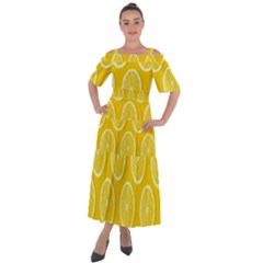 Lemon-fruits-slice-seamless-pattern Shoulder Straps Boho Maxi Dress  by nate14shop