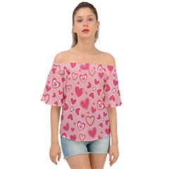 Scattered-love-cherry-blossom-background-seamless-pattern Off Shoulder Short Sleeve Top