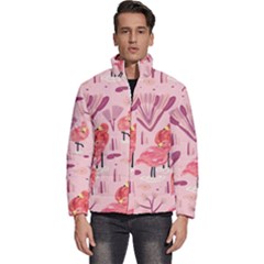 Seamless-pattern-with-flamingo Men s Puffer Bubble Jacket Coat by nate14shop