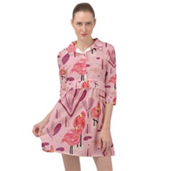 Seamless-pattern-with-flamingo Mini Skater Shirt Dress by nate14shop