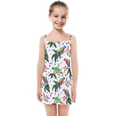 Seamless-pattern-with-parrot Kids  Summer Sun Dress by nate14shop