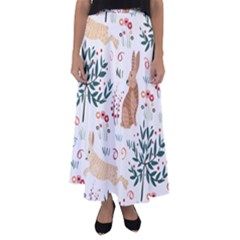 Seamless-pattern-with-rabbit Flared Maxi Skirt by nate14shop