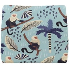 Tropical-leaves-seamless-pattern-with-monkey Seat Cushion by nate14shop