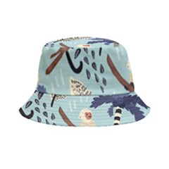 Tropical-leaves-seamless-pattern-with-monkey Bucket Hat by nate14shop