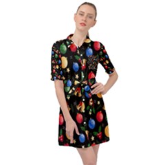 Gradient-christmas-pattern-design Belted Shirt Dress by nate14shop