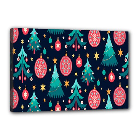 Hand-drawn-flat-christmas-pattern Canvas 18  X 12  (stretched) by nate14shop