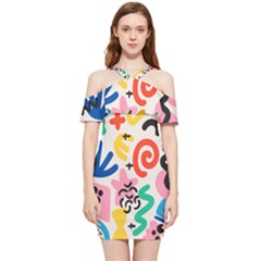 Popping Colors Shoulder Frill Bodycon Summer Dress by HWDesign