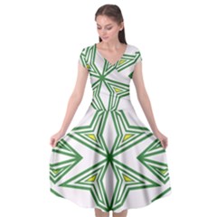 Abstract Pattern Geometric Backgrounds Cap Sleeve Wrap Front Dress by Eskimos